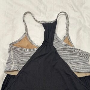 Lululemon Black Racerback Athletic Tank with Striped Support Band